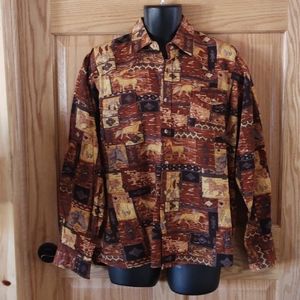 Men's Sz L Vintage Southwestern Shirt by Moda Tech